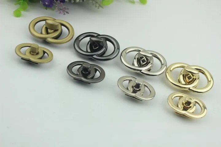 Round Twist Turn Lock Bag Hardware Gold Silver Gunmetal Bronze 1/10 pcs Handmade Purse Handbag Making Metal 50 40 mm 2 1 5/8" Supplies