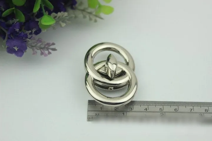 Round Twist Turn Lock Bag Hardware Gold Silver Gunmetal Bronze 1/10 pcs Handmade Purse Handbag Making Metal 50 40 mm 2 1 5/8" Supplies