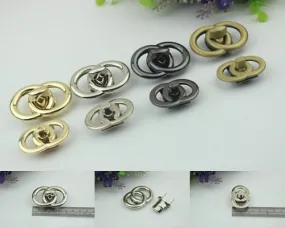 Round Twist Turn Lock Bag Hardware Gold Silver Gunmetal Bronze 1/10 pcs Handmade Purse Handbag Making Metal 50 40 mm 2 1 5/8" Supplies