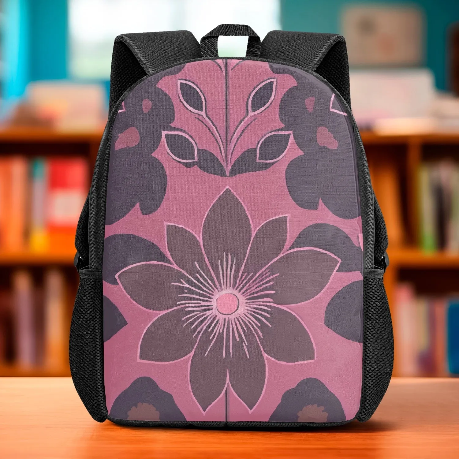 Sac à dos d'école pour enfant "Motif fleur mauve" (201)