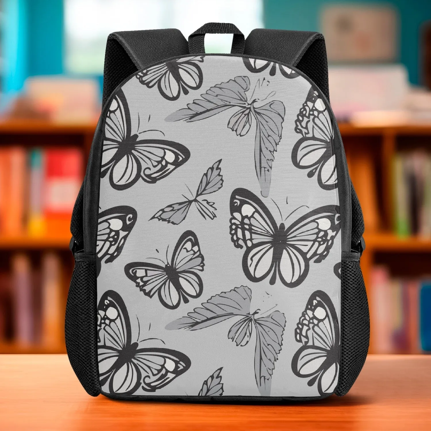 Sac à dos d'école pour enfant "Papillons gris" (201)