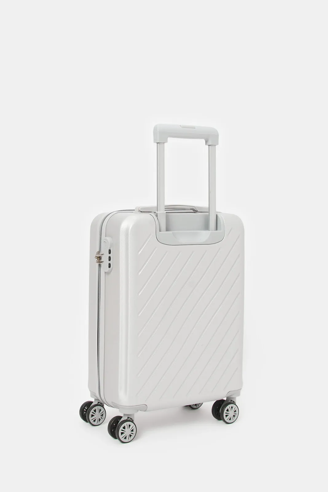 Silver Textured Trolley Luggage (20 Inch)