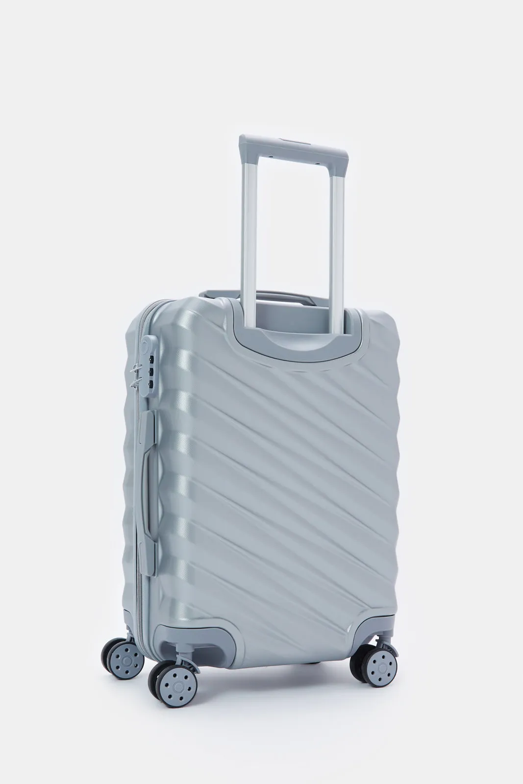 Silver Textured Trolley Luggage Trolley (20 Inch)