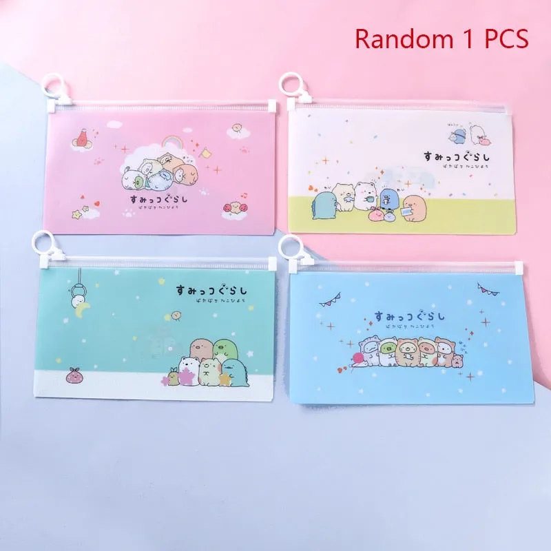 Simple Pencil Case Kawaii Cartoon Zipper Waterproof Pencilcase Storage Bag Pencils Pouch Student Stationery Supplies Gifts