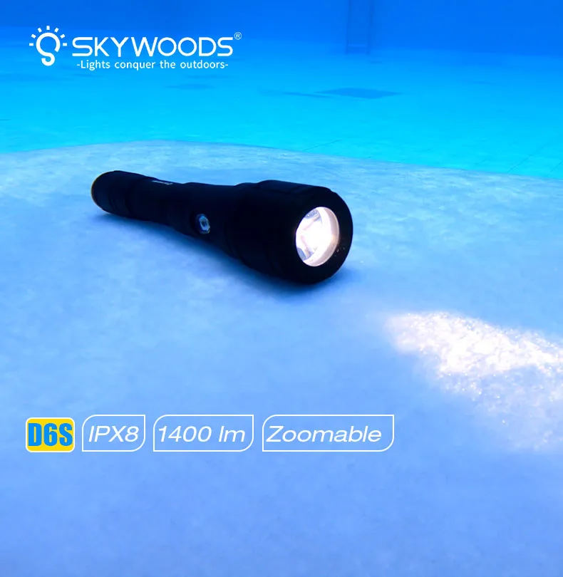 Skywoods D6S Rechargeable Dive Light 1400 Lumens