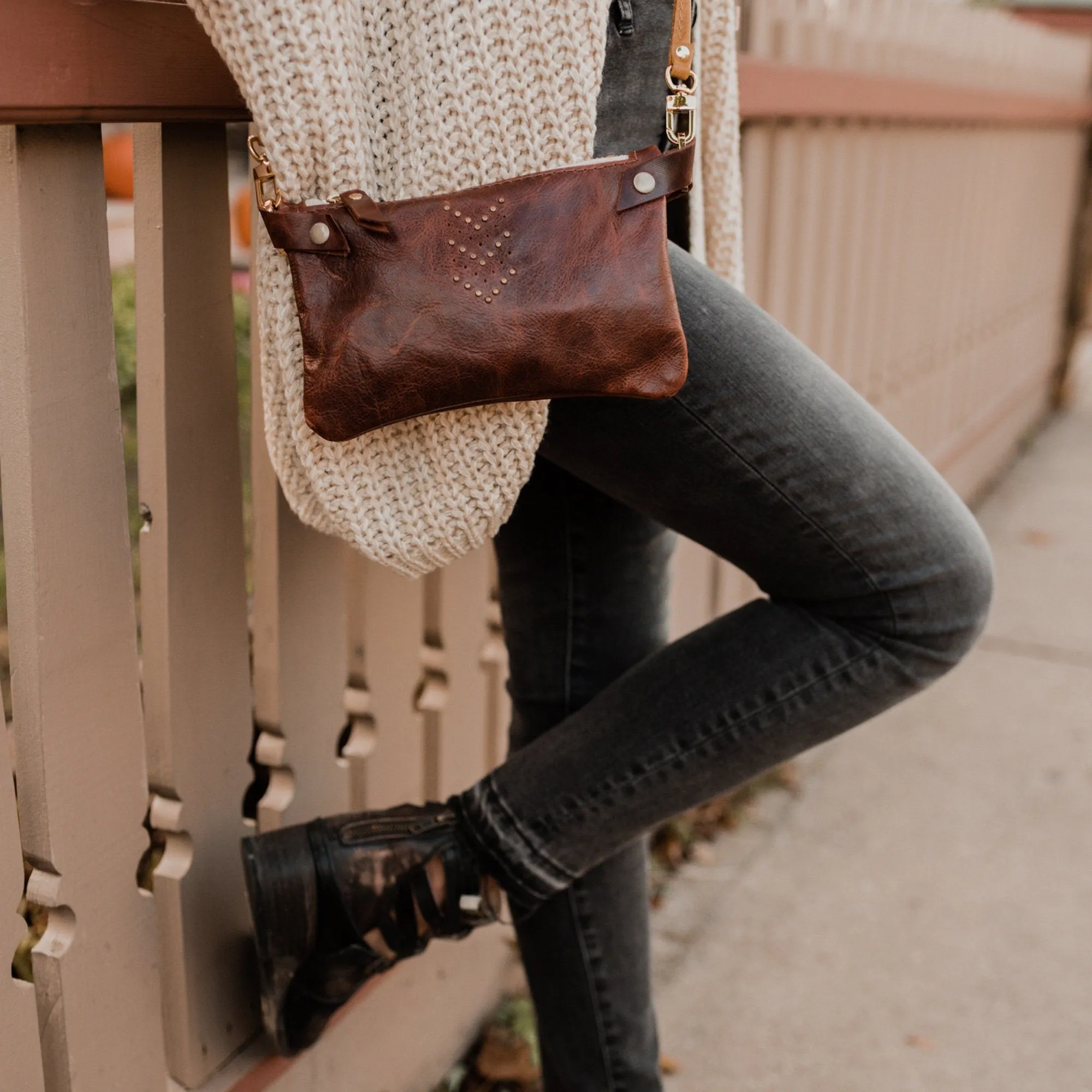 Small Leather Crossbody Purse - Cross Body Bag - Black With Metallic Silver Polka Dots - Ready To Ship