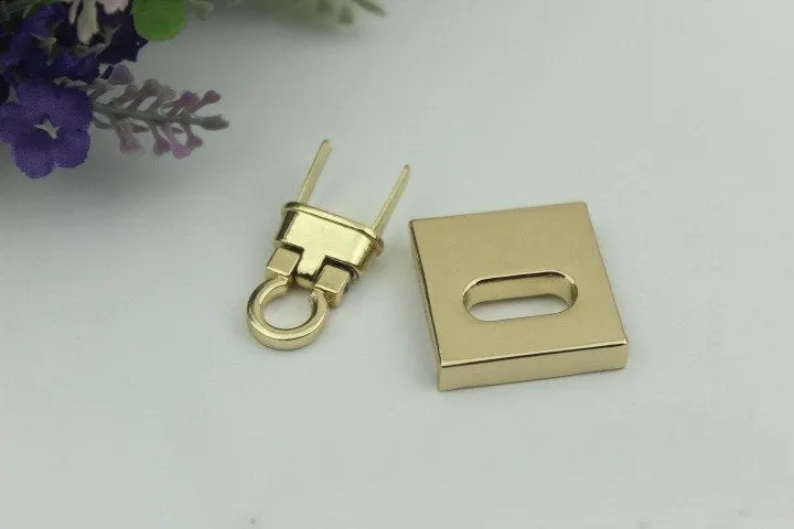 Square Rectangle Twist Turn Lock Bag Hardware Gold Silver Gunmetal Bronze 2/20 pcs Handmade Purse Handbag Making Metal 27mm 1" Bulk Supplies