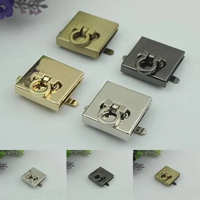 Square Rectangle Twist Turn Lock Bag Hardware Gold Silver Gunmetal Bronze 2/20 pcs Handmade Purse Handbag Making Metal 27mm 1" Bulk Supplies