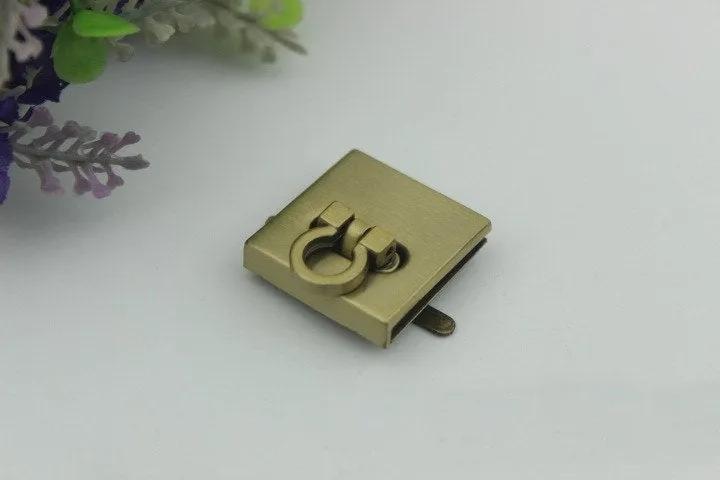 Square Rectangle Twist Turn Lock Bag Hardware Gold Silver Gunmetal Bronze 2/20 pcs Handmade Purse Handbag Making Metal 27mm 1" Bulk Supplies