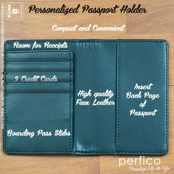 Stamped © Personalized Passport Cover and Holder