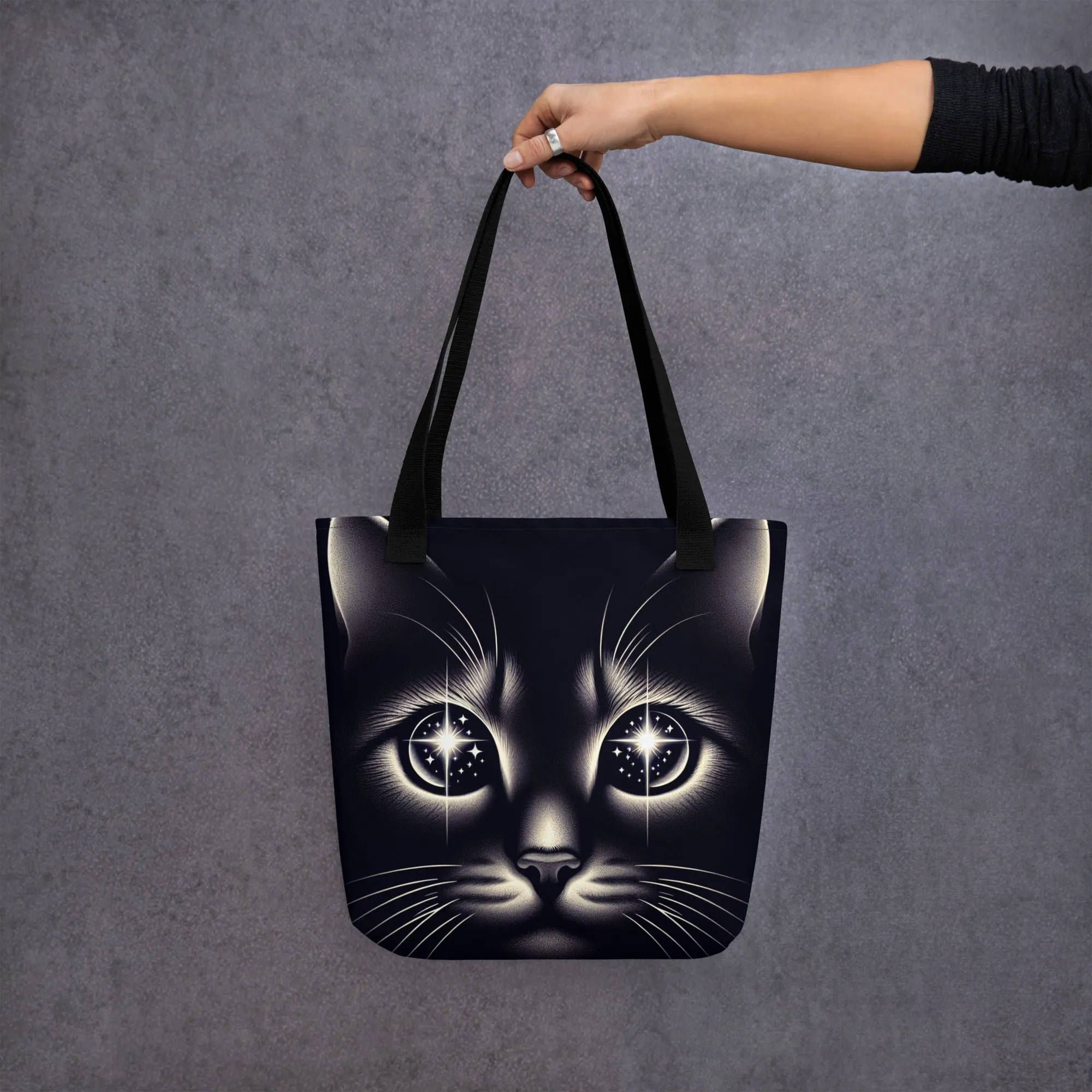 Starlight Cat Tote Bag | Spacious & Trendy | 100% Polyester Fabric | Durable Cotton Handles