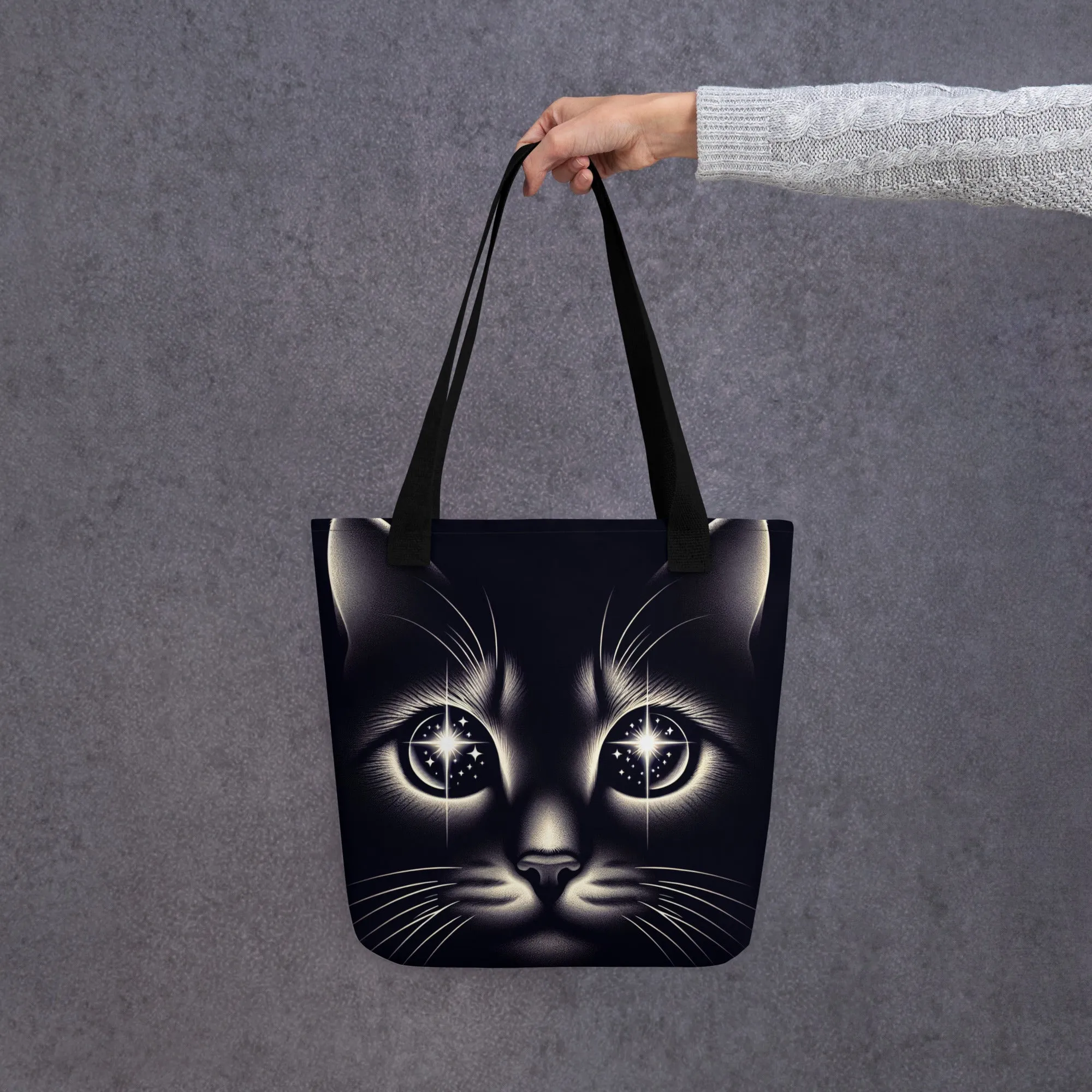 Starlight Cat Tote Bag | Spacious & Trendy | 100% Polyester Fabric | Durable Cotton Handles