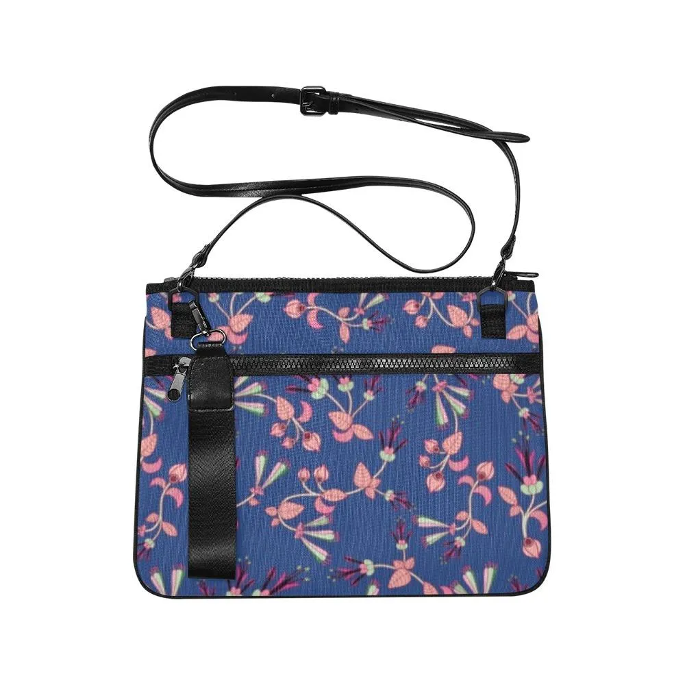 Swift Floral Peach Blue Slim Clutch Bag