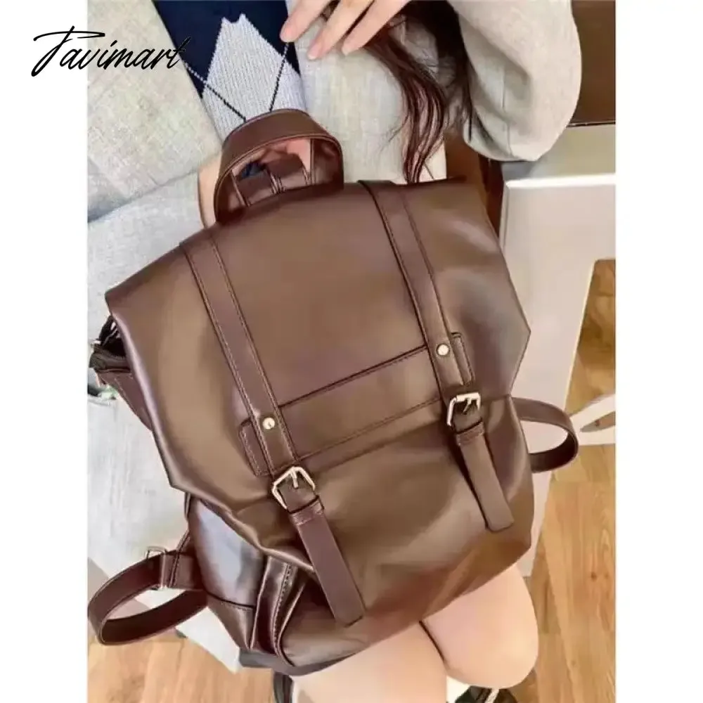 Tavimart Japanese JK Uniform Style School Backpack Women Autumn New Vintage Brown Bag College Student Classroom Backpacks