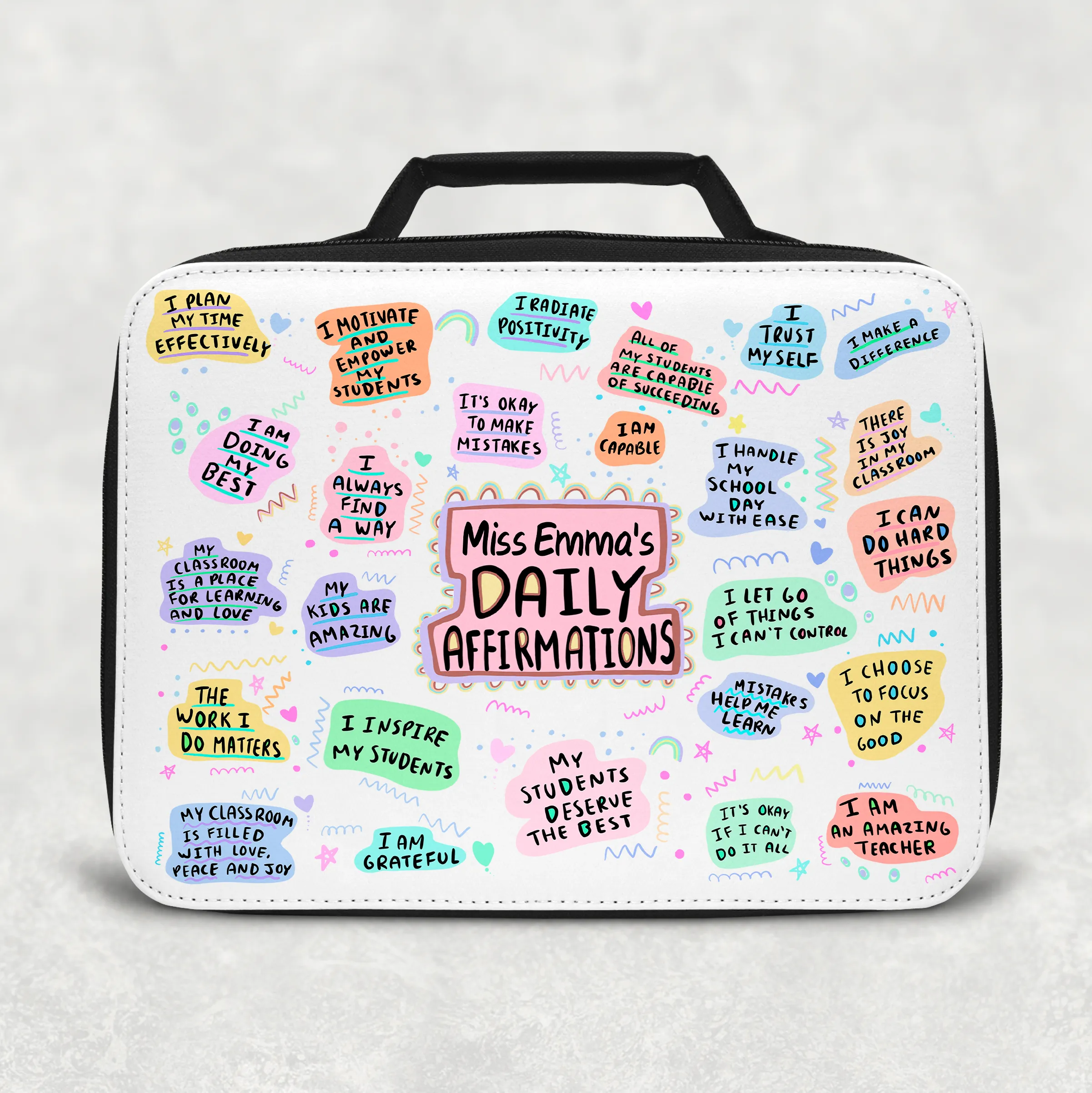 Teacher Affirmations Pastel Insulated Lunch Bag