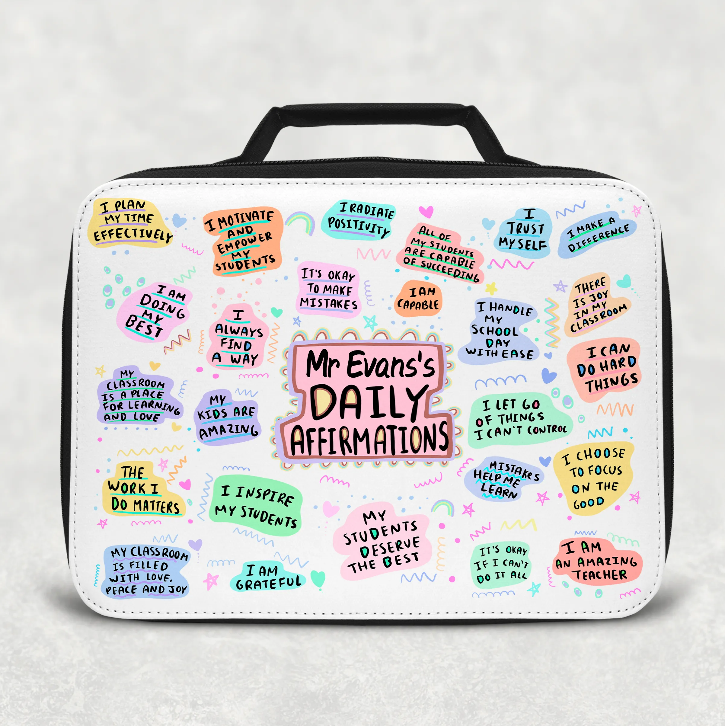 Teacher Affirmations Pastel Insulated Lunch Bag