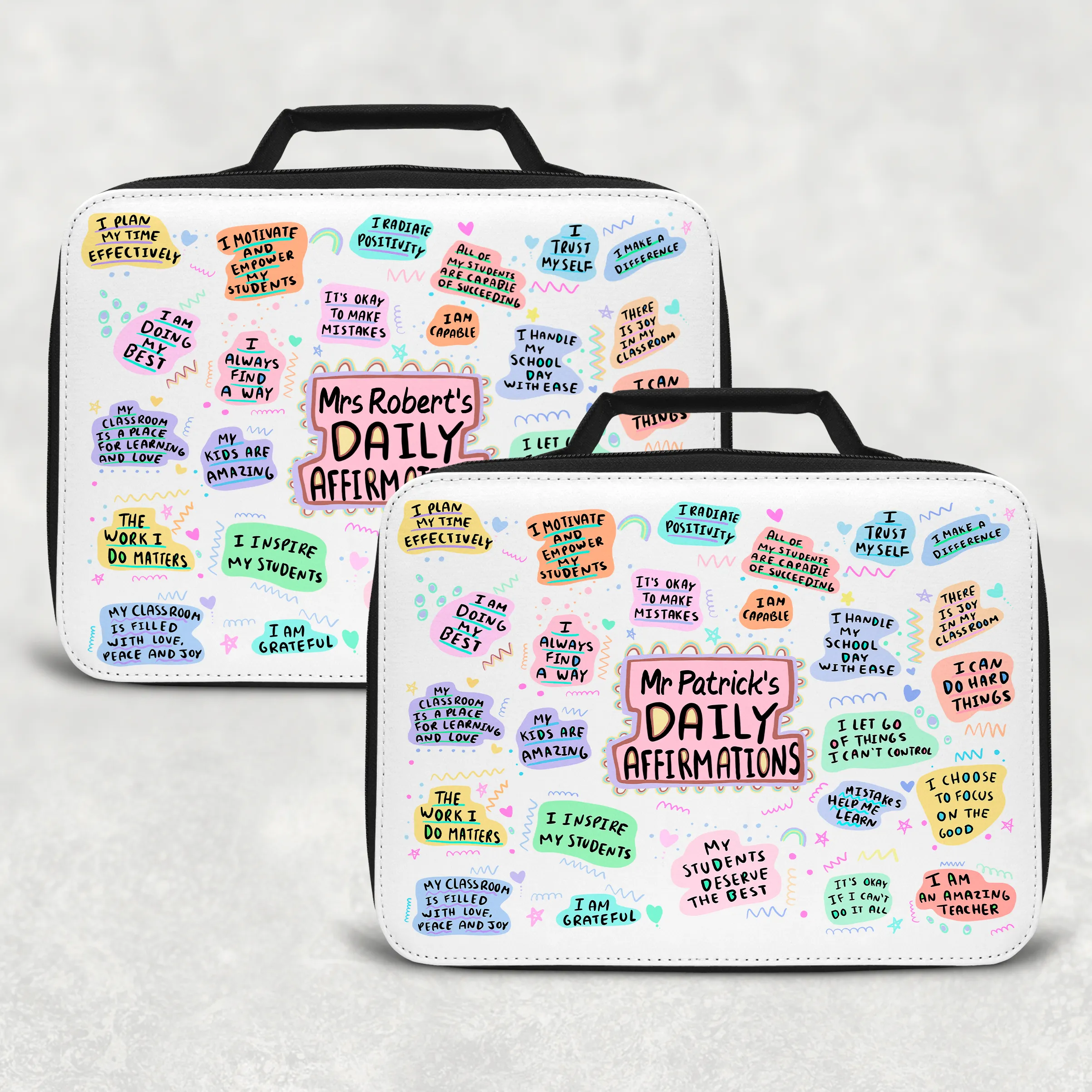 Teacher Affirmations Pastel Insulated Lunch Bag