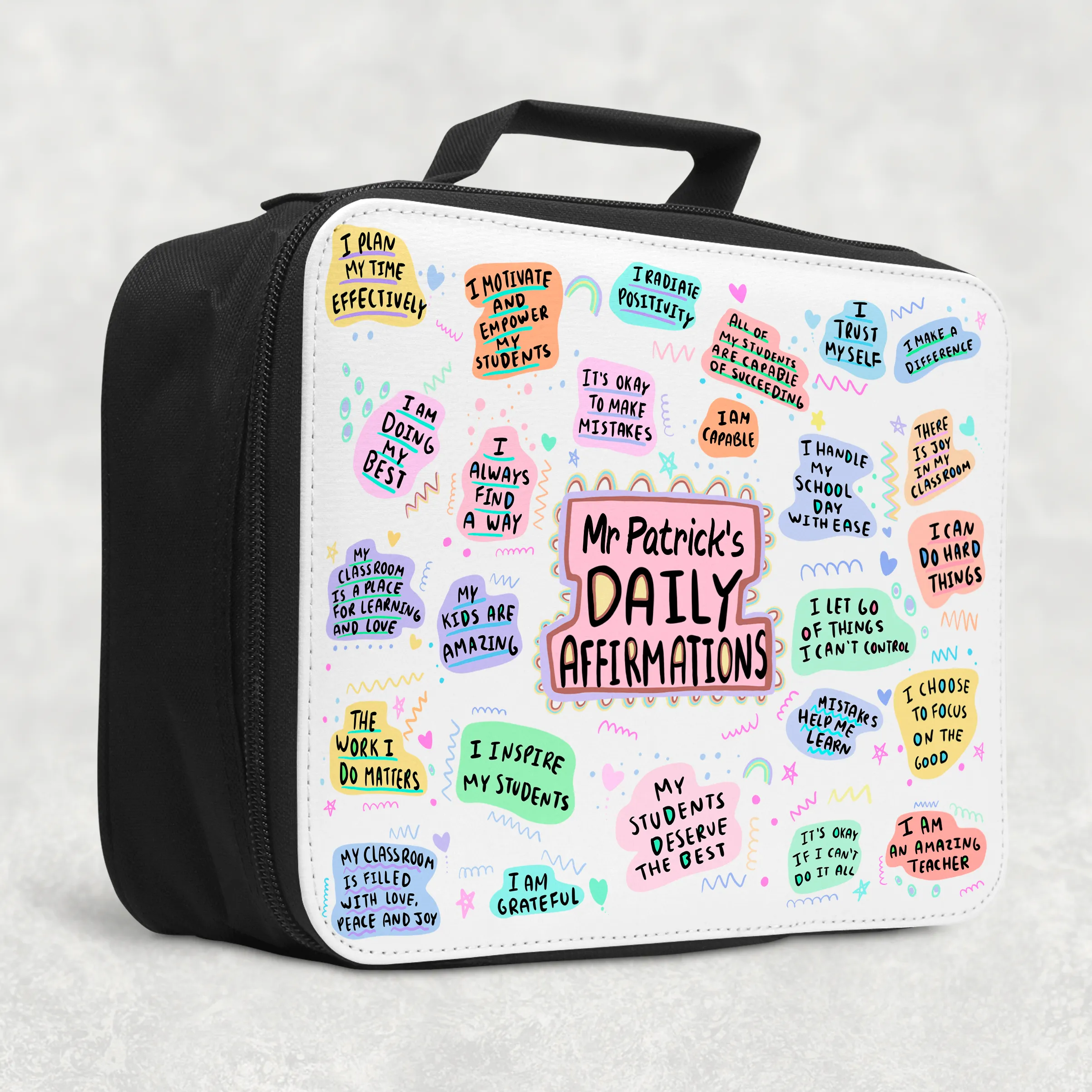 Teacher Affirmations Pastel Insulated Lunch Bag