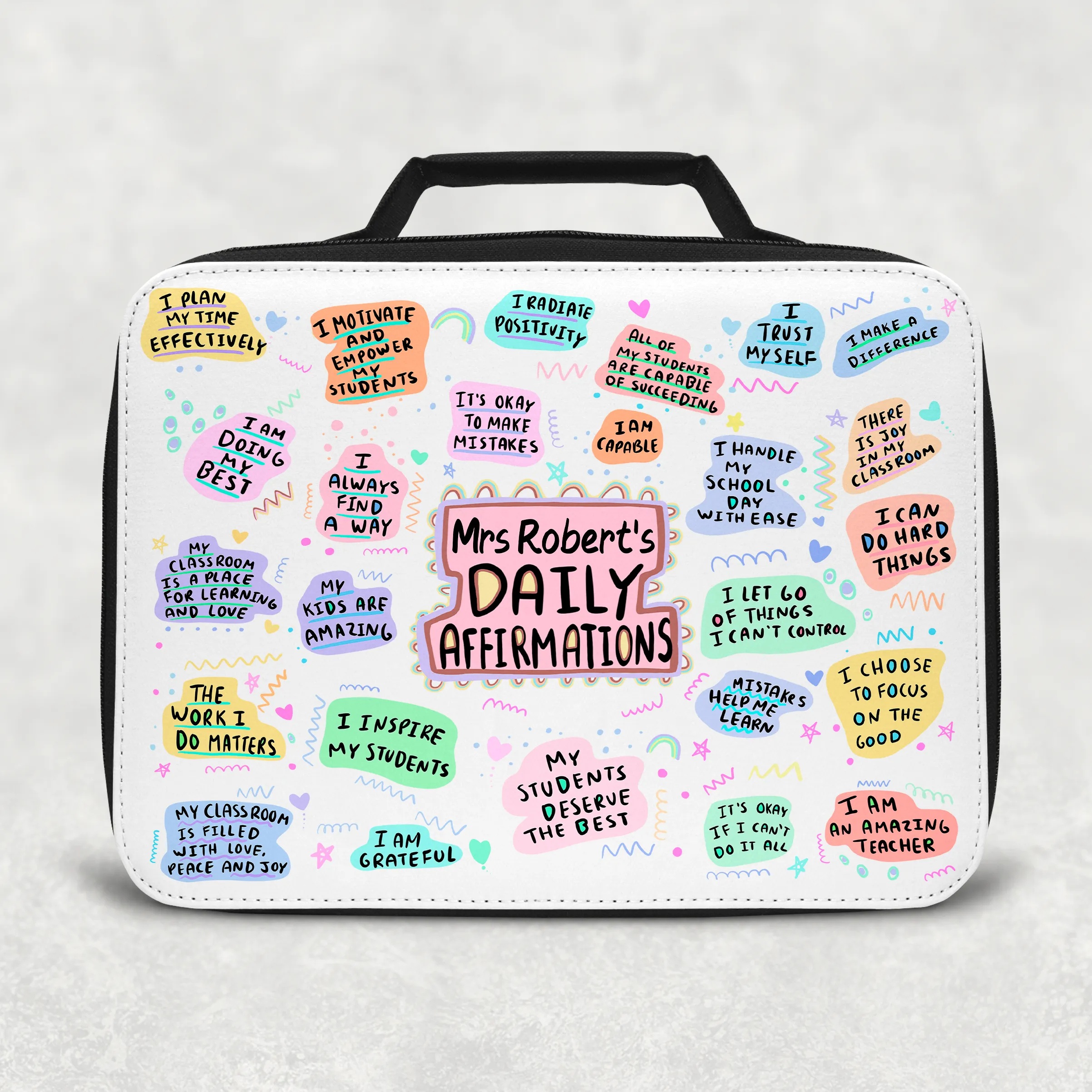 Teacher Affirmations Pastel Insulated Lunch Bag