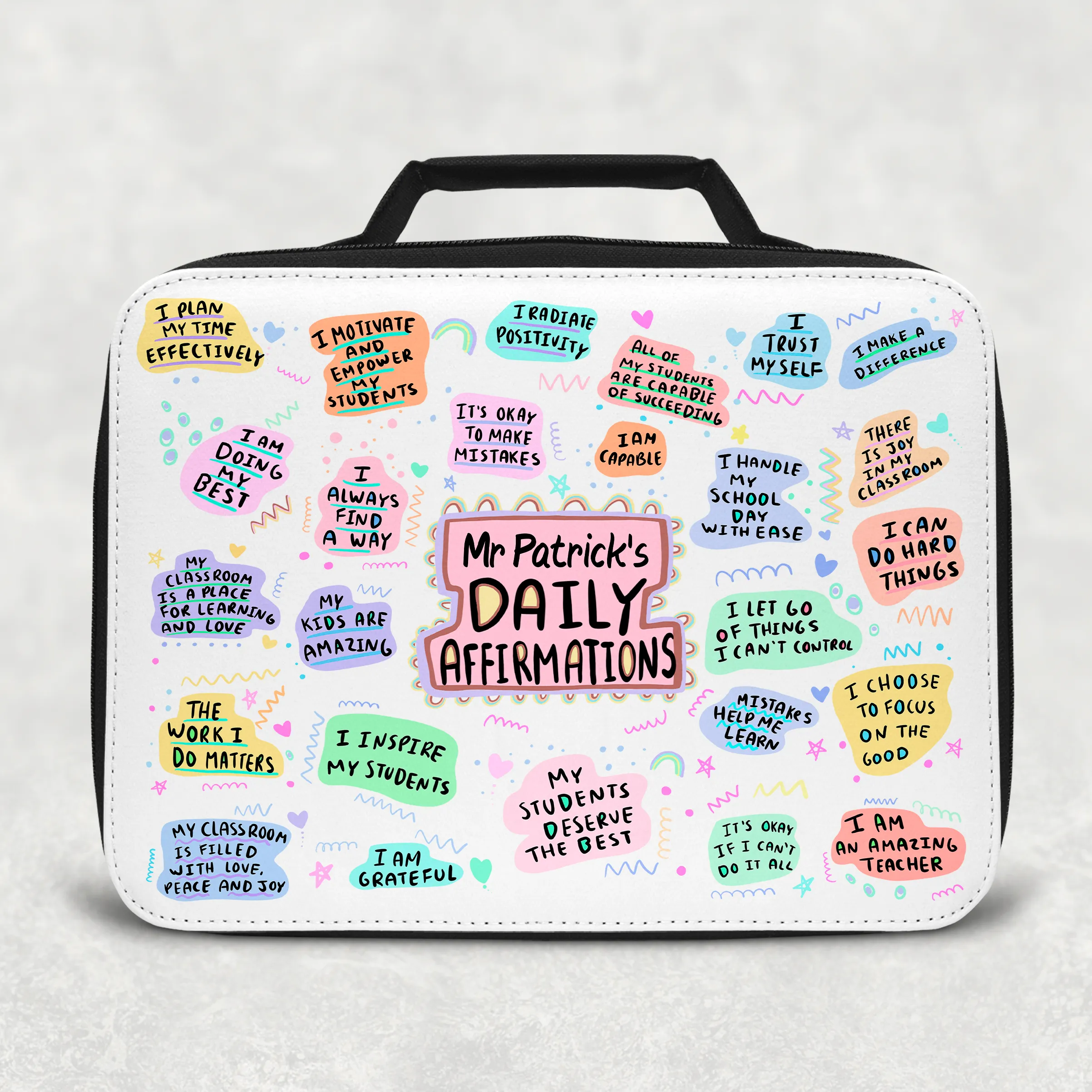 Teacher Affirmations Pastel Insulated Lunch Bag