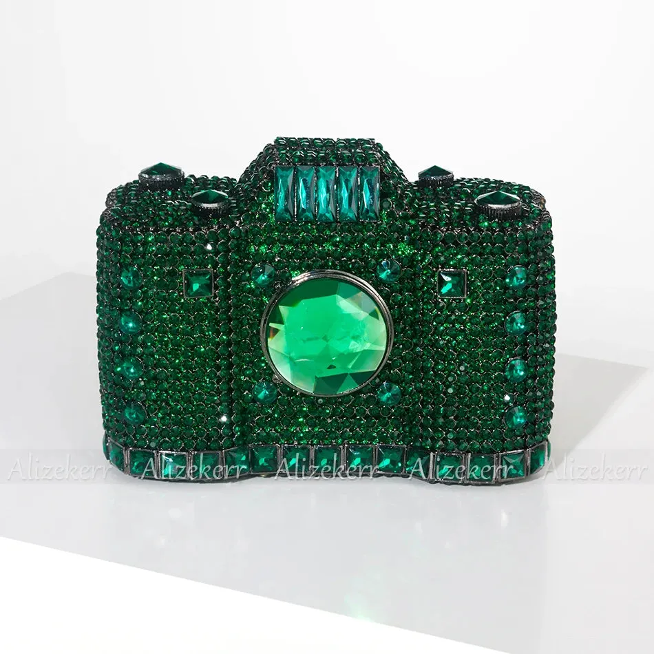 TEEK - Camera Shaped Metallic Rhinestone Handbag