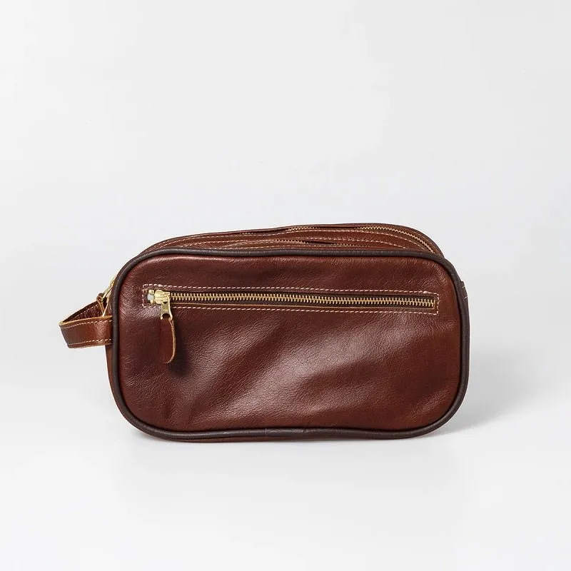 Thandana Mens Double Zip Vanity Leather Case