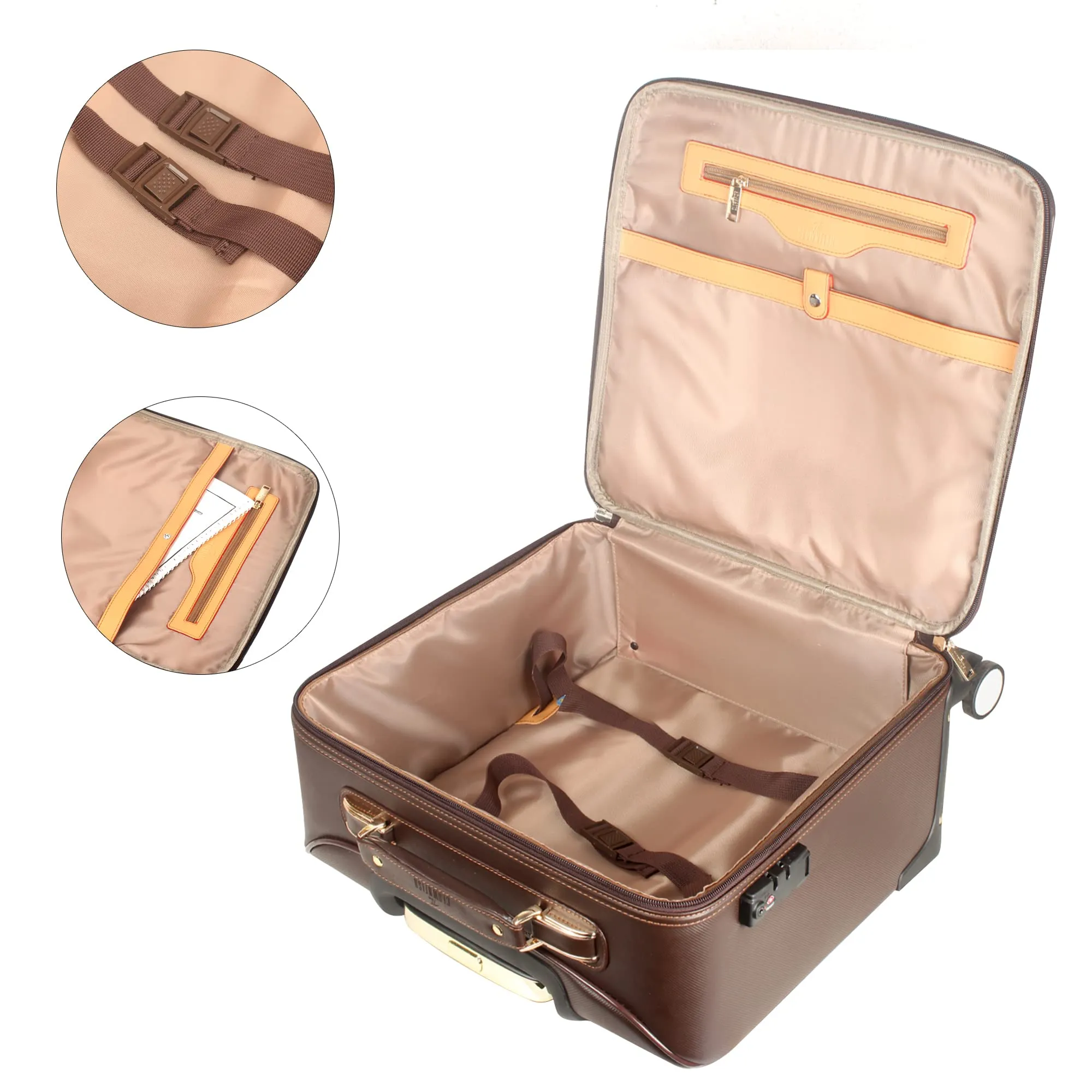 THE CLOWNFISH Luggage Synthetic Softsided Luxury Suitcase Spinner 4 Wheel Trolley Bag Travel Laptop Roller Case - 56 Cm (Brown), H-56 Centimeters