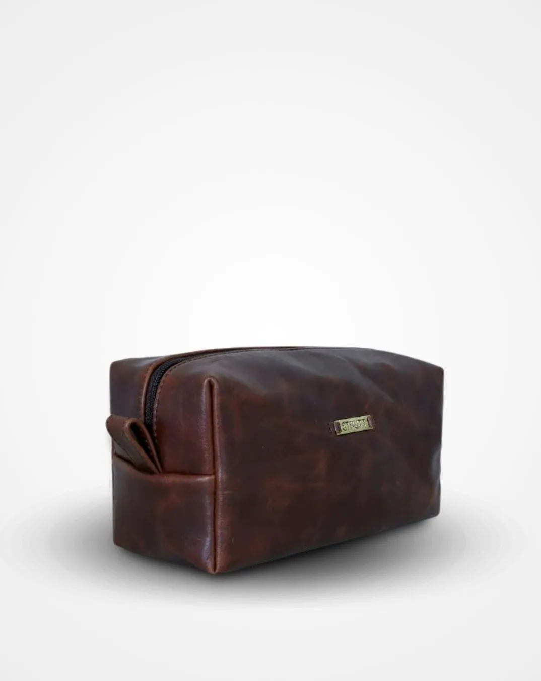 The Crushed Brown Leather Travel Toiletry Bag II DOPP Kit