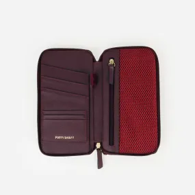 The Flying Solo Passport Holder Aubergine Micro Pebble