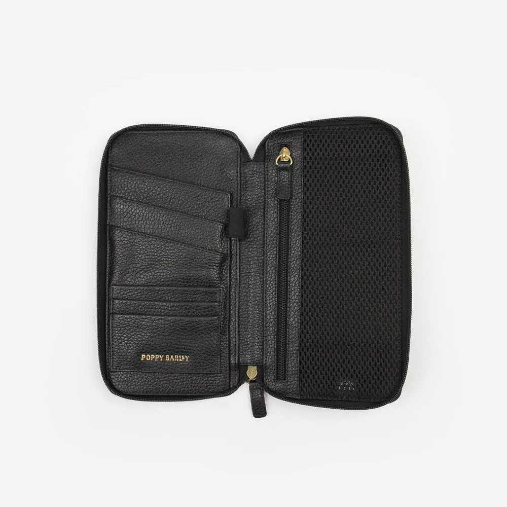 The Flying Solo Passport Holder Black Micro Pebble