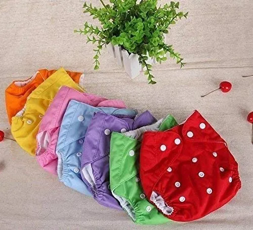 THE LITTLE LOOKERS Adjustable Cotton Pocket Diapers & Reusable Baby Washable Cloth Diaper Nappies with Wet-Free Inserts for Babies/Infants/Toddlers |Age 0 to 2 Years