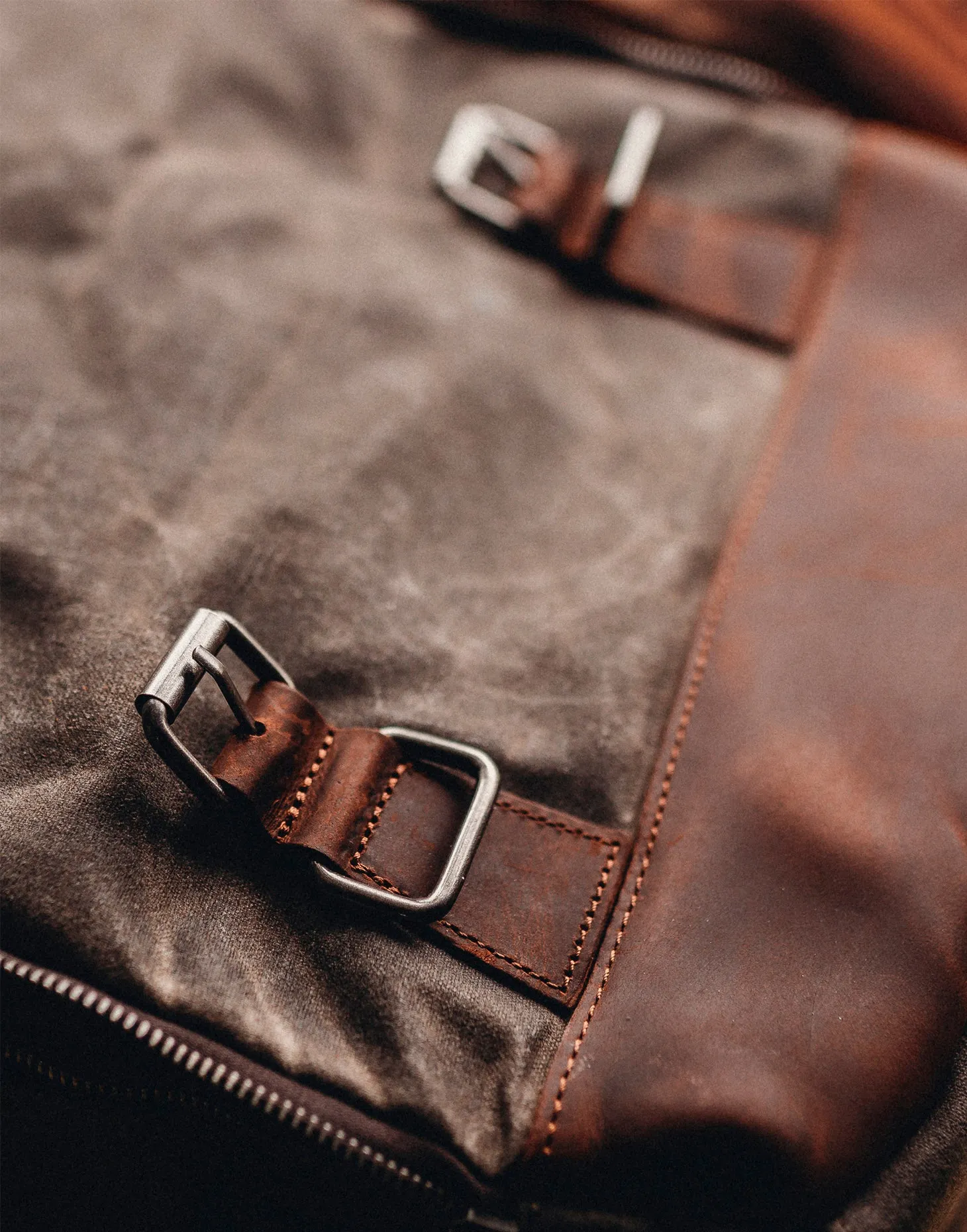 The Stanton Pro waxed canvas and leather Camera Backpack