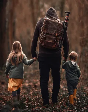 The Stanton Pro waxed canvas and leather Camera Backpack