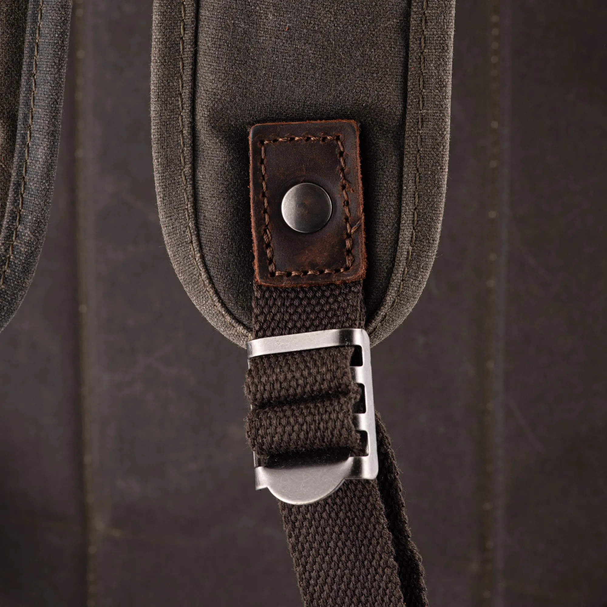 The Stanton Pro waxed canvas and leather Camera Backpack