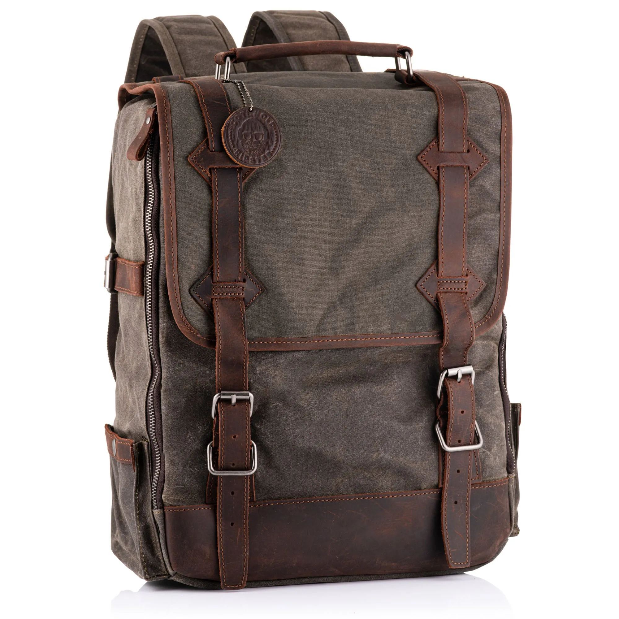 The Stanton Pro waxed canvas and leather Camera Backpack