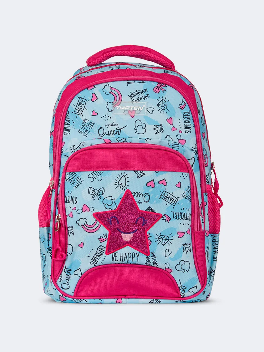 Topten Accessories The Ultimate Sky And Stars School Backpack Unisex Back To School Bag Blue/Pink