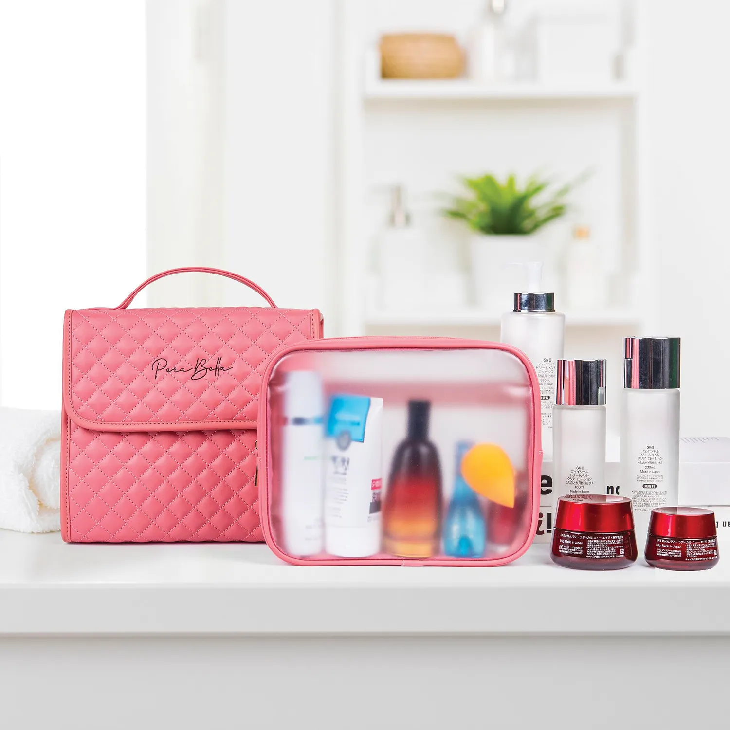 Travel Bags for Women Toiletry and Makeup - Pink