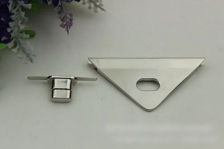 Triangle Twist Turn Lock Bag Hardware Light Gold Silver 1/10 pcs Handmade Purse Handbag Making Metal 80 55mm 3 1/8 2 1/8" Wholesale Supplies