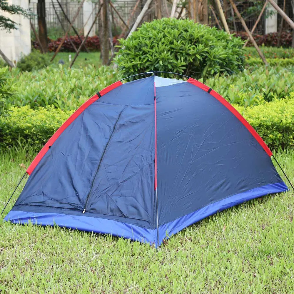 Two Person Tent Outdoor Camping Tent Kit Fiberglass Pole Water Resistance with Carry Bag