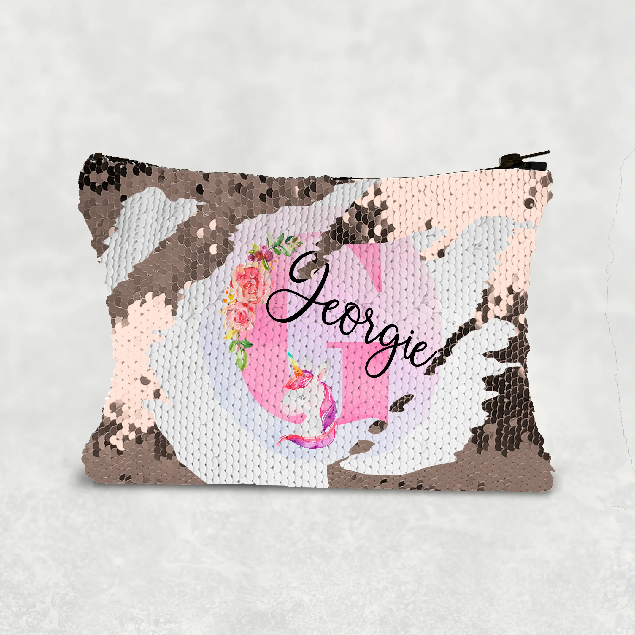 Unicorn Alphabet Personalised Sequin Bag