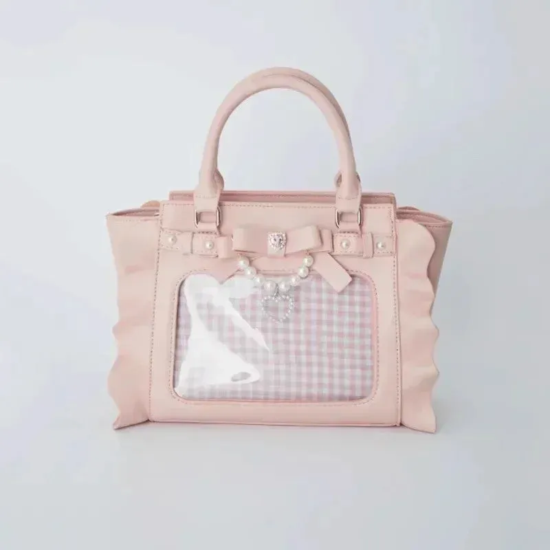 Uniwim Chic New Designed Ruffles Hand Bag for Women 2024 Japanese Solid PU Ita Bag All Match French Elegant Handbag Bolsos Сумка