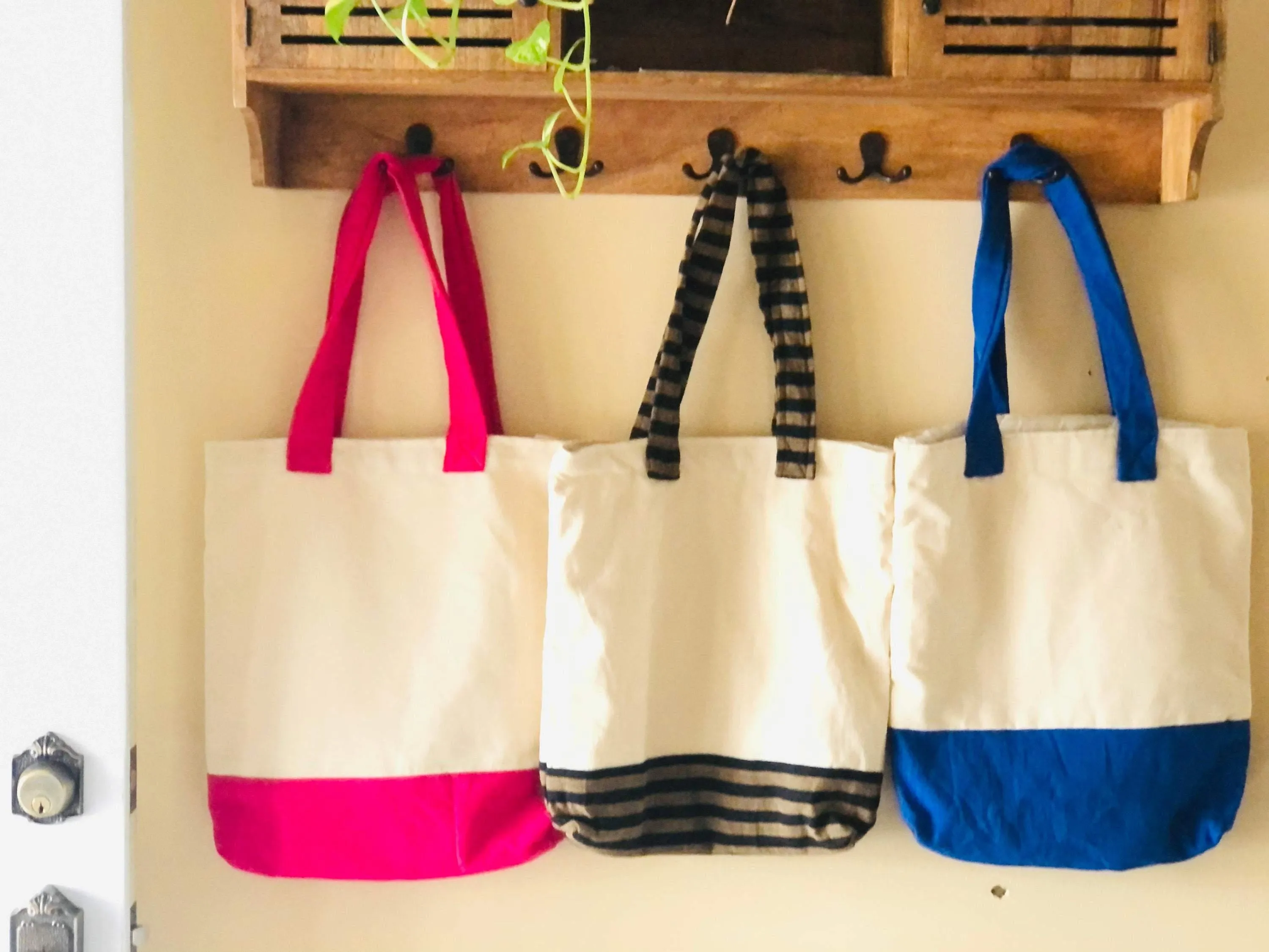 Upcycle Cotton Tote Bags Blue, Eco Friendly Grocery Bags