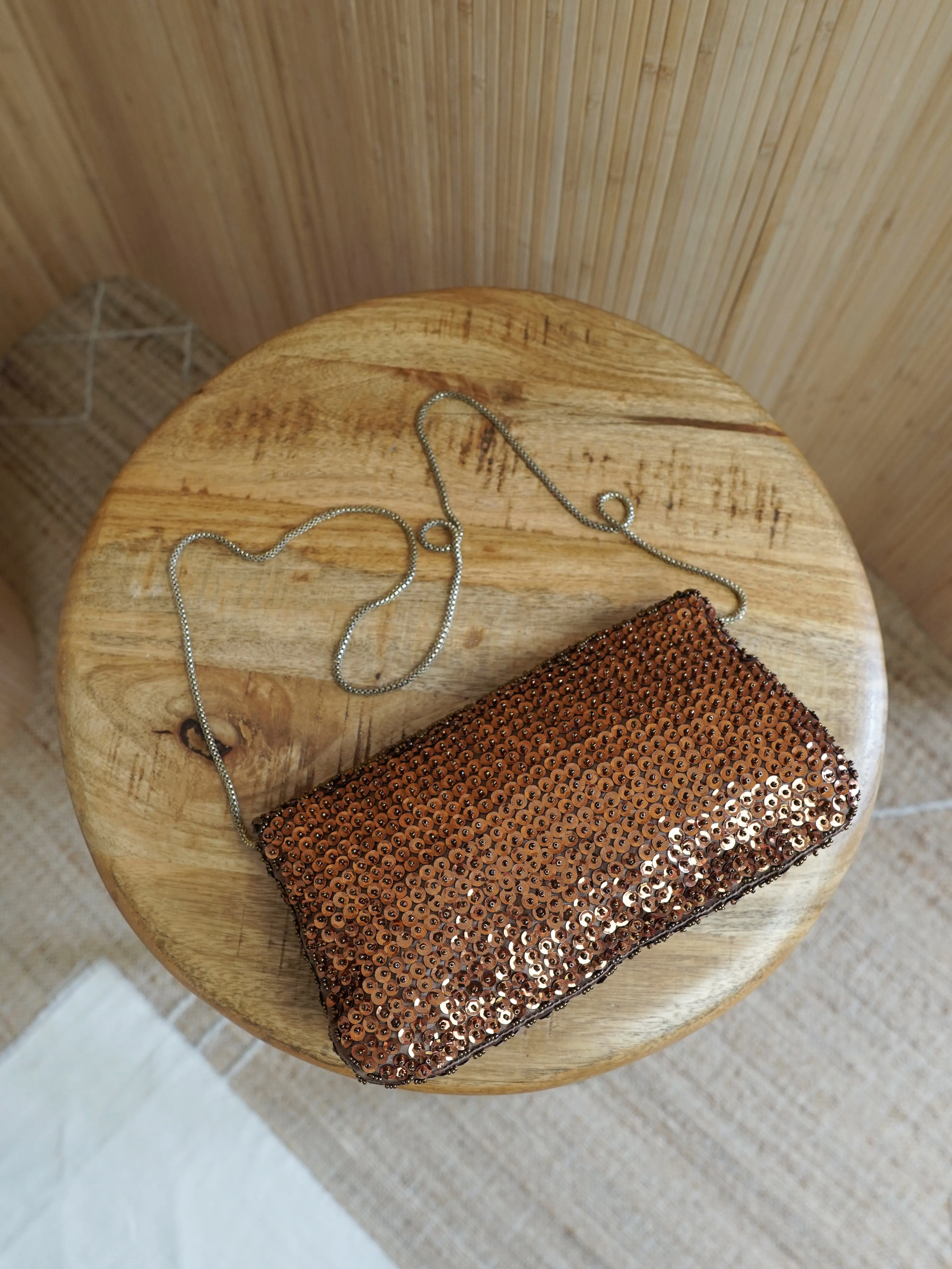 Vintage Bronze Silk Sequin Bag