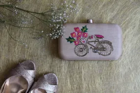 Vintage Cycle Hand Embroidered Clutch