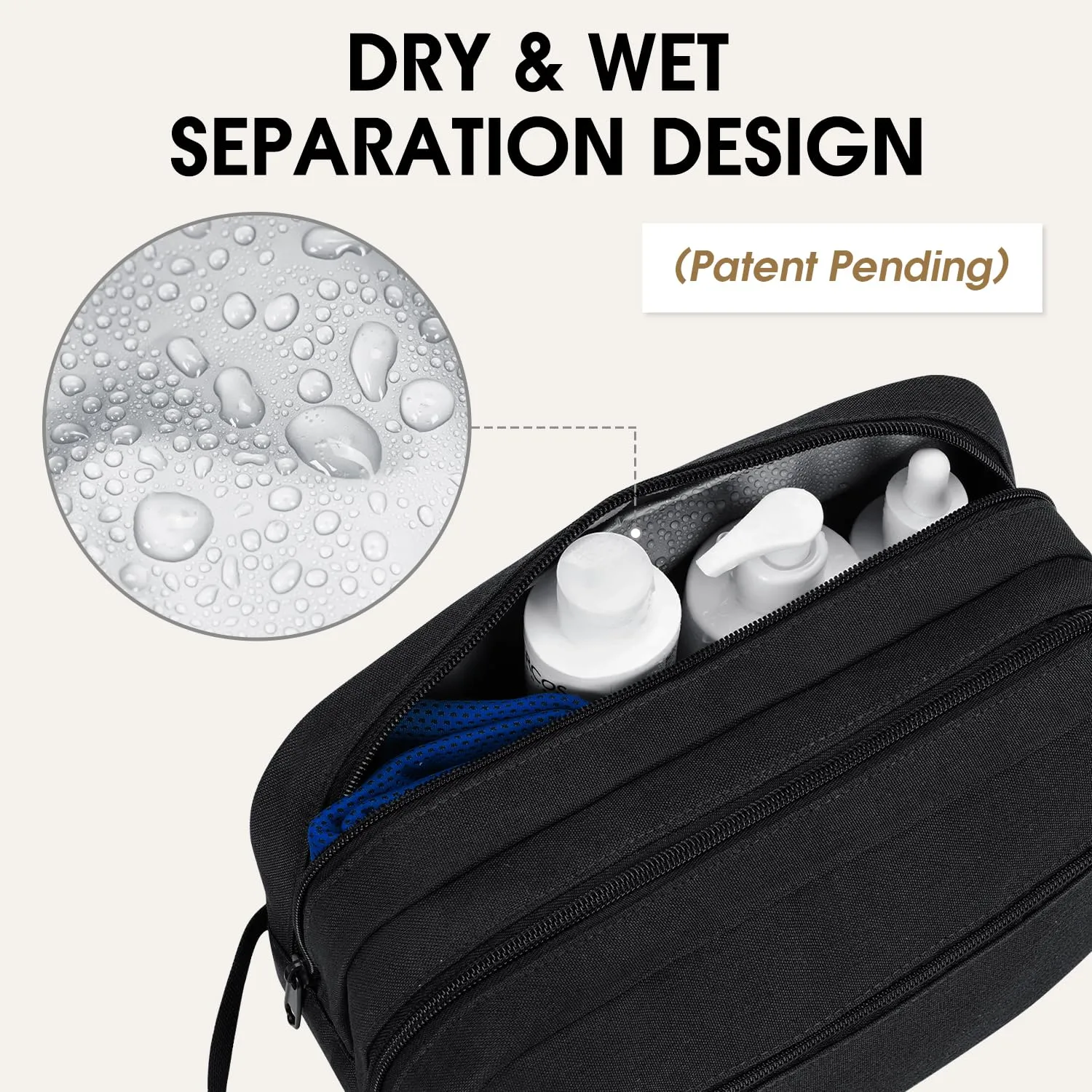 WANDF Hanging Dopp Kit Toiletry Bag with Wet Compartment  - WF5090