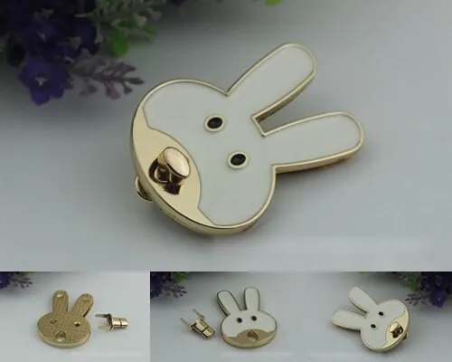 White Rabbit Twist Turn Lock Bag Hardware Light Gold 1/10 pcs Handmade Purse Handbag Making Metal 60 45 mm 2 3/8 1 3/4" Supplies Wholesale