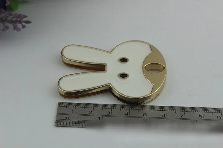 White Rabbit Twist Turn Lock Bag Hardware Light Gold 1/10 pcs Handmade Purse Handbag Making Metal 60 45 mm 2 3/8 1 3/4" Supplies Wholesale