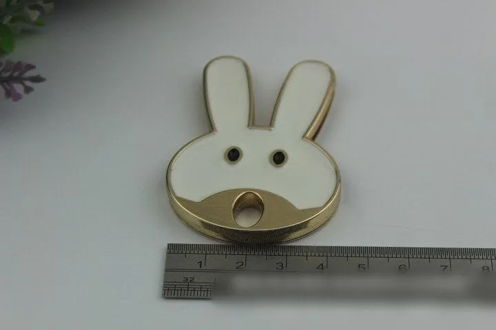 White Rabbit Twist Turn Lock Bag Hardware Light Gold 1/10 pcs Handmade Purse Handbag Making Metal 60 45 mm 2 3/8 1 3/4" Supplies Wholesale