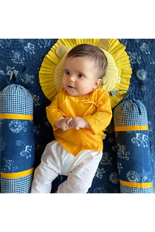 Whitewater Kids Unisex Organic Yellow Angrakha Top With White Pants